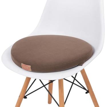 Imagem de Shinnwa Almofada redonda para cadeira, almofada de assento redonda de espuma viscoelástica moldada com suporte antiderrapante de silicone e capa lavável, 40,6 x 40,6 x 5 cm, marrom