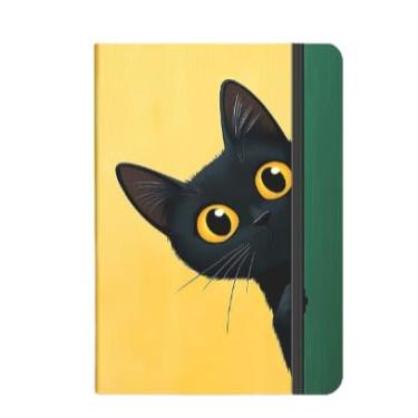 Imagem de Sketchbook - Perfeito para Criatividade e Organização. 21x14cm tema GATOS FOFOS, Papel Resistente para Dia a Dia(GATO FAIXA VERDE,PONTILHADO)