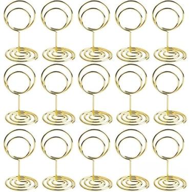 Imagem de 15 suportes de números de mesa, porta-cartões de lugar, porta-fotos de arame, porta-cartões de mesa de tamanho pequeno, porta-fotos para centros de mesa, recepção de casamento, festa, aniversário