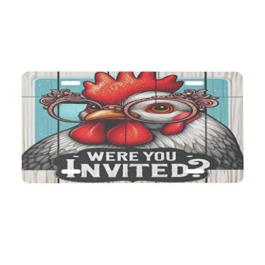 Imagem de Placa de licença engraçada de madeira de galo para frente do carro placas de carro alumínio metal adequado para caminhão, placa de porta de carro, bar, café, acessórios automotivos para homens e