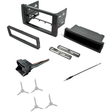 Imagem de Kit de painel de instalação estéreo de carro duplo ou único, chicote de fios, adaptador de antena AM/FM e combo de ferramentas de remoção de rádio - Feito para Ford Transit Connect 2010-2011