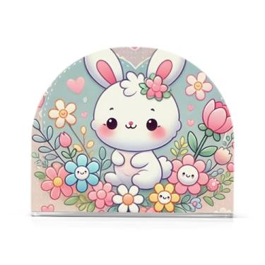 Imagem de Adorável porta-guardanapos de mesa rosa coelhinho, pacote com 2, porta-guardanapos para restaurante, porta-guardanapos com peso