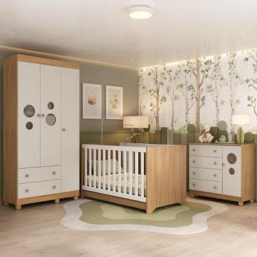 Imagem de Quarto De Bebê Completo Com Berço Americano 3 Em 1 Bombom Multimóveis 