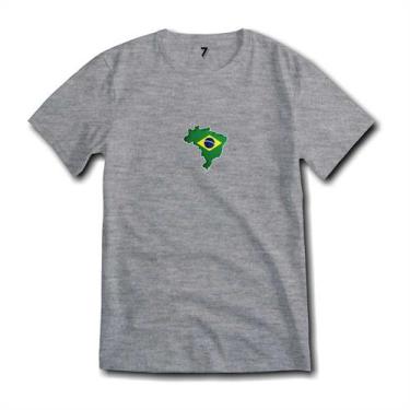 Imagem de Camiseta Brasil Estampa Mapa Malha Fria Antipilling - Sete Sete Esport
