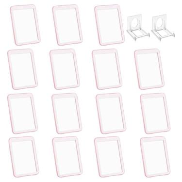 Imagem de PATIKIL Porta-crachá com janelas de dupla face, 15 peças de capa protetora para cartão de identificação, porta-chaves, estojo rígido vertical com suporte de exibição para licenças de crédito de