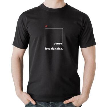 Imagem de Camiseta Algodão Pense fora da caixa - Foca na Moda, Preto, P