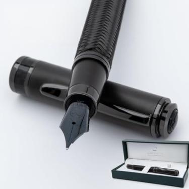 Imagem de Monteverde Caneta-tinteiro Innova Formula M, preta - ponta média, caneta revestida de PVD premium, recarregável, ponta de aço inoxidável JoWo, caixa de presente de luxo