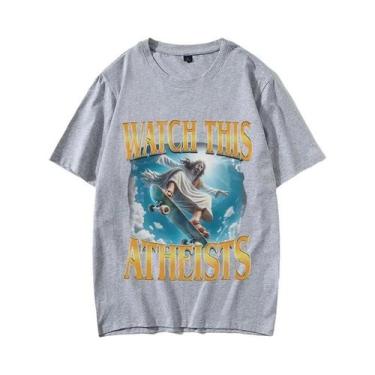 Imagem de Camiseta Unissex Vintage De Verão Com Estampa De Jesus Meme Engraçada 