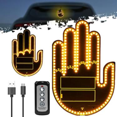 Imagem de DIBMS Luz de gestos manuais com porta USB com controle remoto, luz de LED divertida com luz de sinalização para janela traseira do carro, caminhão, amarelo off-road