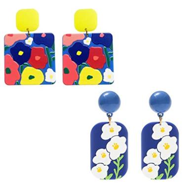 Imagem de Brincos de acrílico para mulheres, brincos de resina multicoloridos para menina, brincos pendentes