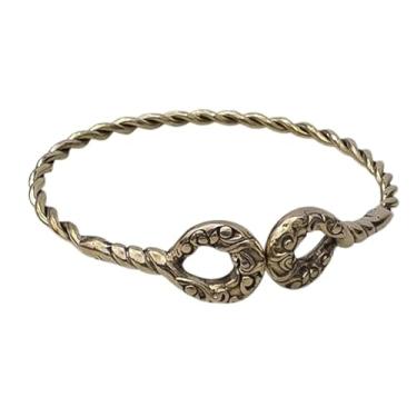 Imagem de Colar Torq celta medieval feito à mão, latão sólido, design de corda torcida com extremidades decorativas, acessório de bijuteria de fantasia histórica feminina