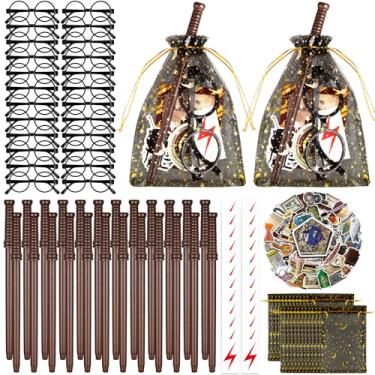 Imagem de Gosodeny 24 Set Valentine's Day Wizard Party Favors Wand Pencils & Wizard Glasses Gift Set, Classroom Exchange Cards, School Rewards, Wizard Goodie Bag Fillers, Valentine's Present from Teacher
