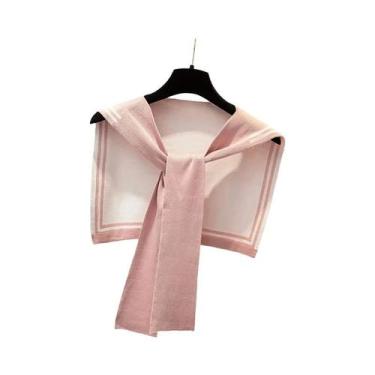 Imagem de Cape De Ombro Em Tricô De Lã Com Listras Marinhas Para Mulheres, Cache