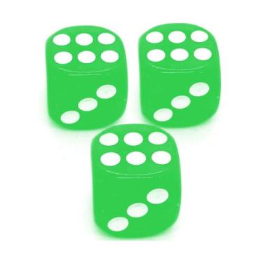 Imagem de Kit 3 Dados Verde 6 Lados 1mm Orixás Umbanda Oxóssi Xangô