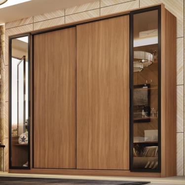 Imagem de Guarda Roupa Casal Estônia 4 Portas de Correr Vidro Reflecta 4 Gavetas MDP Amêndola-Nude Prime Tx Demóbile