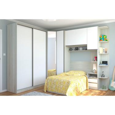 Imagem de Guarda Roupa Canto Solteiro Prime Legno 7 Portas de Bater 5 Gavetas MDP com Espelho Cre...