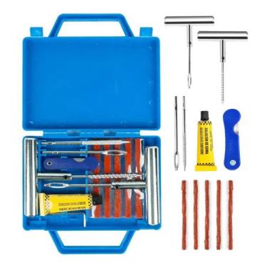 Imagem de Reparo Pneu Moto e Carro Kit Remendo Frio Sem Câmara - Shark Blue