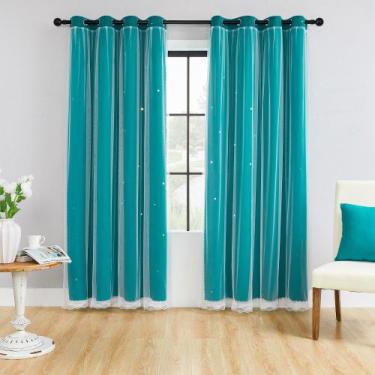 Imagem de Cortina XiDi Unicorn Blackout 183x86 cm 2 painéis azul-petróleo