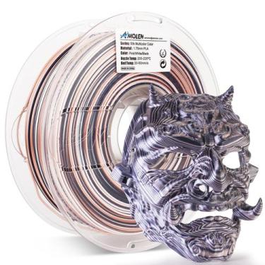 Imagem de Impressora 3D Filament AMOLEN Silk PLA 1,75 mm 1 kg Preto Rosa Branco