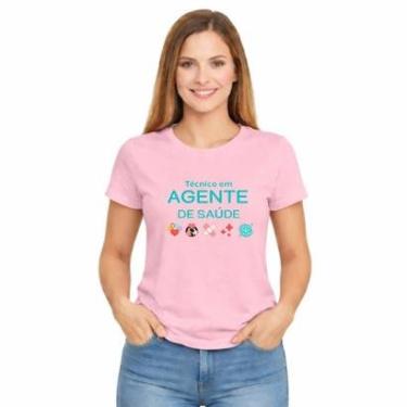 Imagem de Camiseta Feminina Agente de Saúde Slim Básica Manga Curta Moda Casual-Feminino