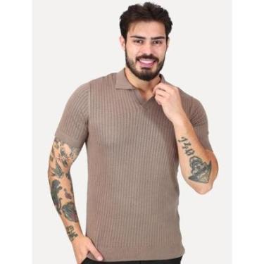 Imagem de Tricô Dixen Manga Curta Gola Polo Marrom-Masculino