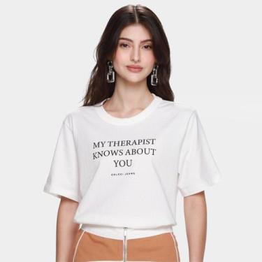 Imagem de Camiseta Colcci Jeans Casual Feminina, Off white, P