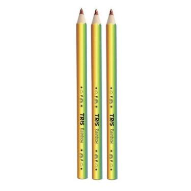 Imagem de Kit 03 Lápis De Cor Big Jumbo Rainbow Mina Grossa 5.0mm Multicolorida 