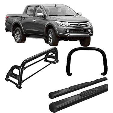 Imagem de Kit Quebra Mato +Estribo OVAL +Santo Anto H2 L200 2020 Preto