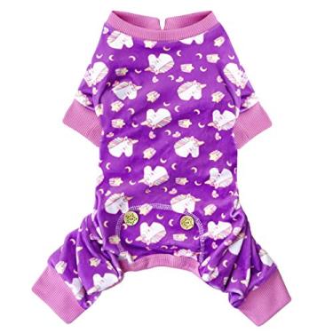 Imagem de Pijama de unicórnio para cachorros pequenos com material macio e elástico para cães para outono, inverno