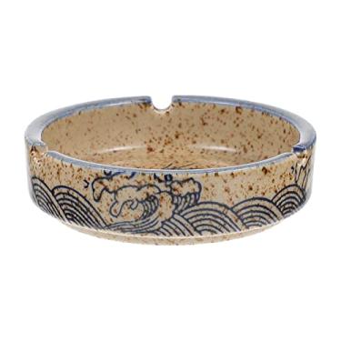 Imagem de Healifty Cinzeiro de cerâmica, cinzeiro de cigarro externo para uso interno, externo, pátio, casa, escritório 1 peça (padrão peixe)