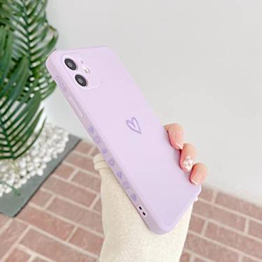Imagem de Capa de telefone de cor doce amor para iphone 11 pro max 12 mini xs se 2020 x xr 7 8 plus quadrado borda reta capa macia de silicone, roxo, para iphone x xs