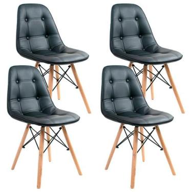 Imagem de Kit 04 Cadeiras Decorativas Eiffel Charles Eames Dsw Botonê E01 Preto