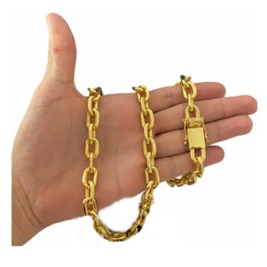 Imagem de Cordão 14mm Cadeado Banhado A Ouro 18k Luxo