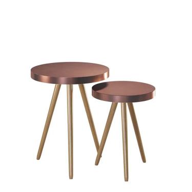 Imagem de Conjunto de Mesas Laterais Malaga Pés Castanho - Salaone
