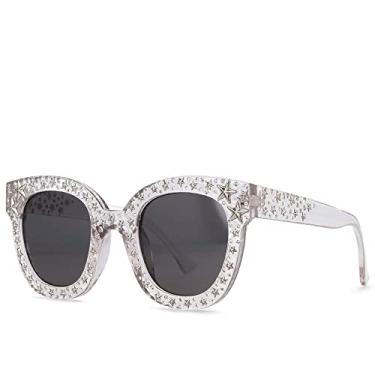 Imagem de Brilhante Muitas Estrelas Óculos de Sol Quadrado Óculos Feminino Designer Moda Olho de Gato Sombras Femininas Proteção UV, 3, Tamanho Único