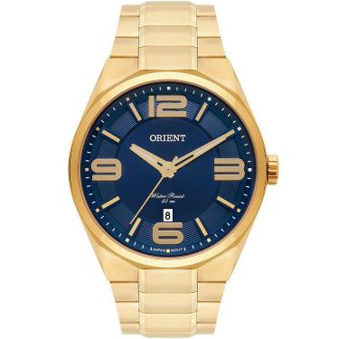 Imagem de Relógio ORIENT masculino dourado azul MGSS1151 D2KX