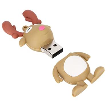 Imagem de ASHATA Pen Drive USB Cute Flash Drive para armazenamento de dados, compartilhamento de arquivos, velocidade de leitura e gravação de até 12 meses, alce de Natal (16G)