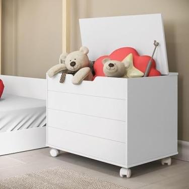 Imagem de Baú Caixa de Brinquedo Organizadora com Tampa e Rodízios Toys - Branco
