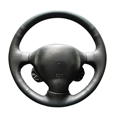 Imagem de Capa de volante de carro confortável e antiderrapante costurada à mão preta, apto para Hyundai Santa Fe 2000 2001 2002 2003 2004 2005 2006