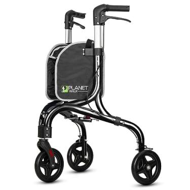 Imagem de Planetwalk Andador Rolante Premium de 3 Rodas para Idosos - Andador Dobrável Ultraleve para Idosos, Auxílio de Mobilidade de Três Rodas em Alumínio, Preto