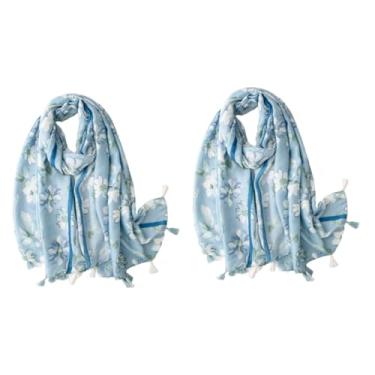 Imagem de 2 Unidades lenço de flor verão lenço de lenço para xaile cachecol feminino proteção ar condicionado mulheres roubou xale feminino Anti-UV flores Senhorita Poliéster