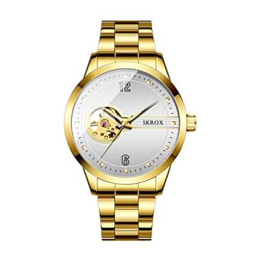 Imagem de FORSINING Relógio de pulso masculino mecânico turbilhão automático com pulseira de aço inoxidável, 3 - prata e ouro, Mecânico