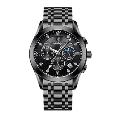 Imagem de RORIOS Relógio masculino moderno analógico de quartzo com pulseira de couro luminoso relógio de pulso à prova d'água para homens, Preto A, L, Relógio de quartzo