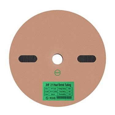 Imagem de XHF Rolo de tubulação termorretrátil 2:1 de 1,9 m, tubo retrátil elétrico industrial para isolamento de fios, listado pela UL e compatível com RoHS, preto