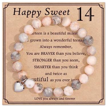 Imagem de Joias e cartões de presente de aniversário para mulheres meninas pulseira de pedra natural 13 14 15 16 17 18 19 20 21 30 40 50 60 70 80 anos presentes para meninas, 8, Aço inoxidável, Sem pedras