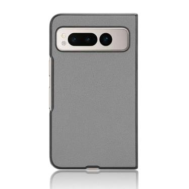 Imagem de Capa compatível com Google Pixel Fold, capa flip de couro com compartimento para cartão, design carteira, capa flip estável cinza