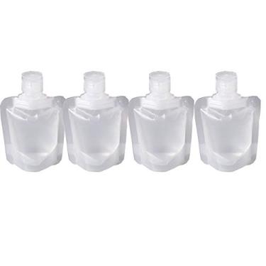 Imagem de KKmeter Conjunto de 4 sacos de viagem recarregáveis, bolsa macia dobrável para viagem, sacos descartáveis portáteis para limpeza facial, xampu, amostra de gel de banho (30 ml)