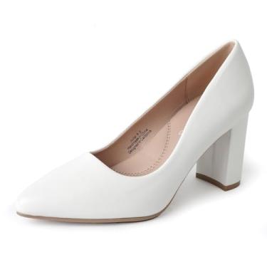 Imagem de J. Adams Jolie Heels escarpim clássico de bico fino fechado com salto médio, Couro vegano branco, 40