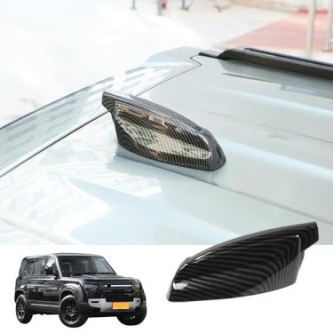 Imagem de Bekantogy Capa de antena de barbatana de tubarão de carro compatível com Land Rover Defender 90 110 130 2020-2024 Capa decorativa de antena de teto ABS Shark Fin (textura de fibra de carbono)