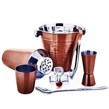 Imagem de Bar Martelado aço inox cobre 5 peças original 123 útil festa